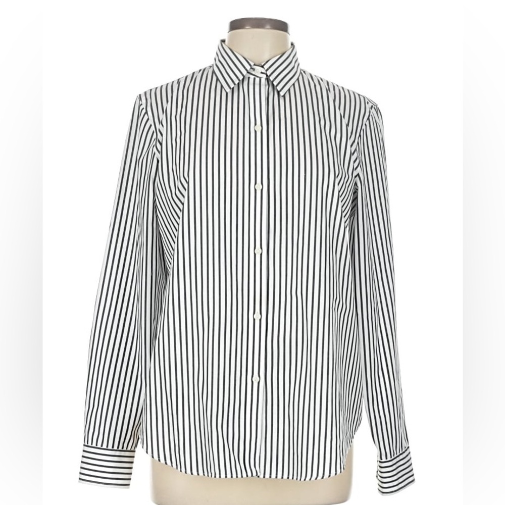 Chaps Black and White Striped Dress Shirt